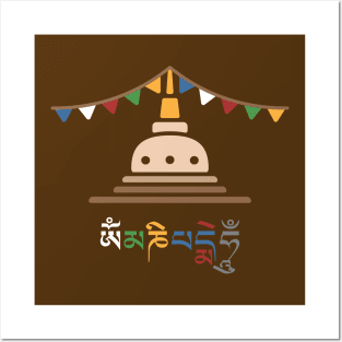 Tibetan Stupa Om Mani Padme Hum Posters and Art